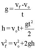 Fórmulas caída libre