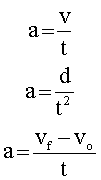 3 expresiones para la aceleración